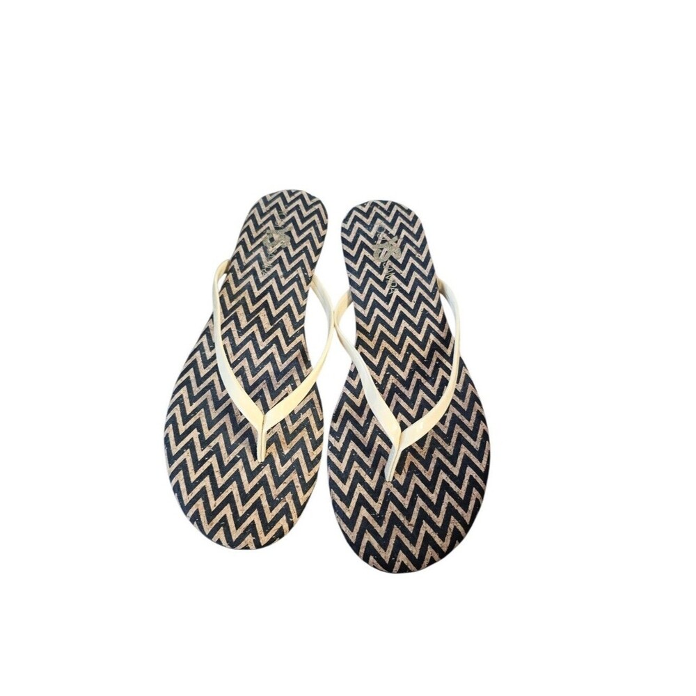 NEW Yosi Samra Chevron Print Flip Flops - Cream Straps